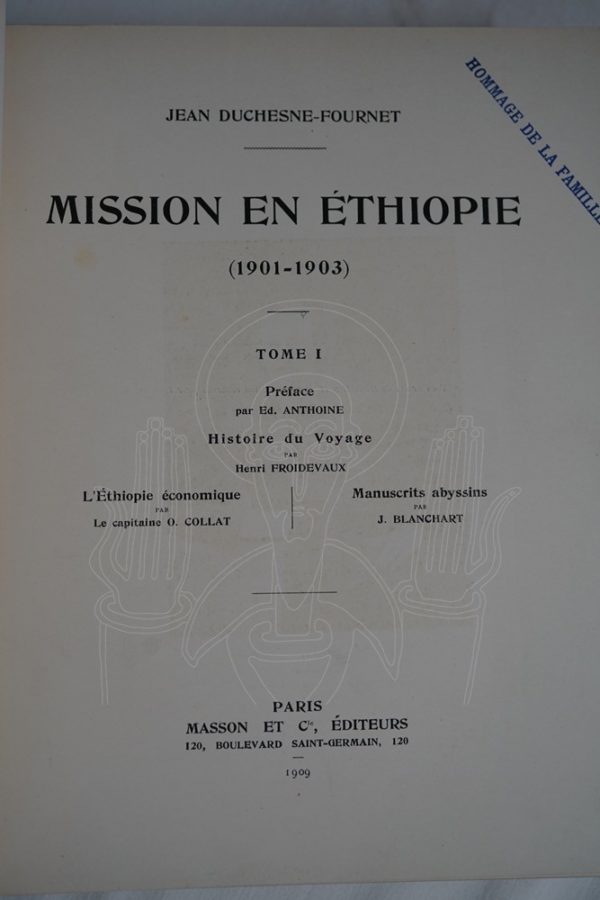 DUCHESNE-FOURNET Mission en Ethiopie