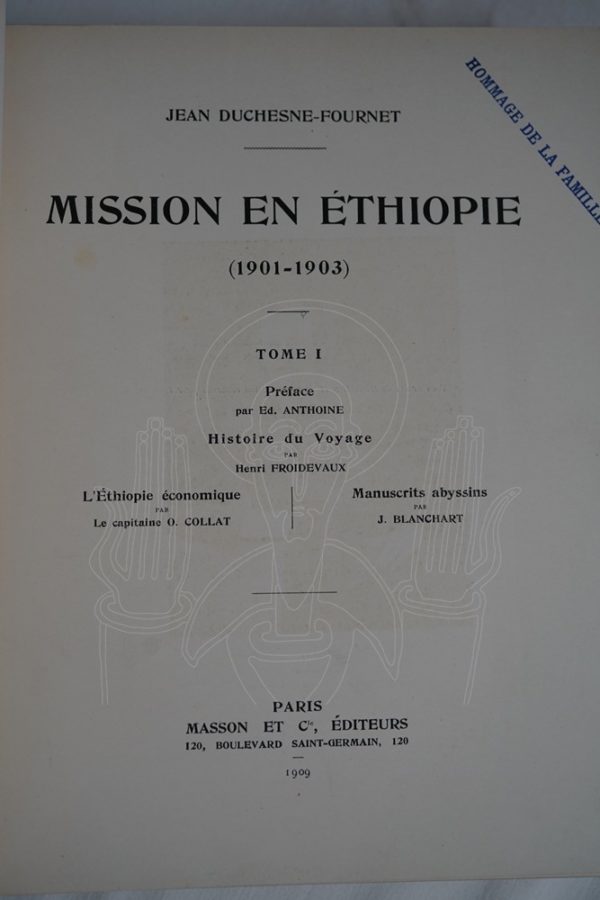 DUCHESNE-FOURNET Mission en Ethiopie