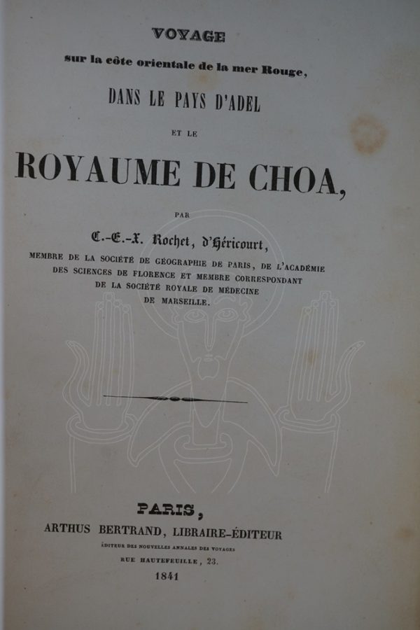 ROCHET D'HERICOURT, Voyage Sur la Côte Orientale de la Mer Rouge