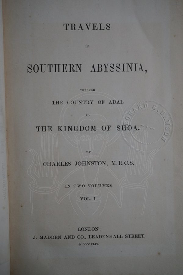 JOHNSTON Travels in Southern Abyssinia