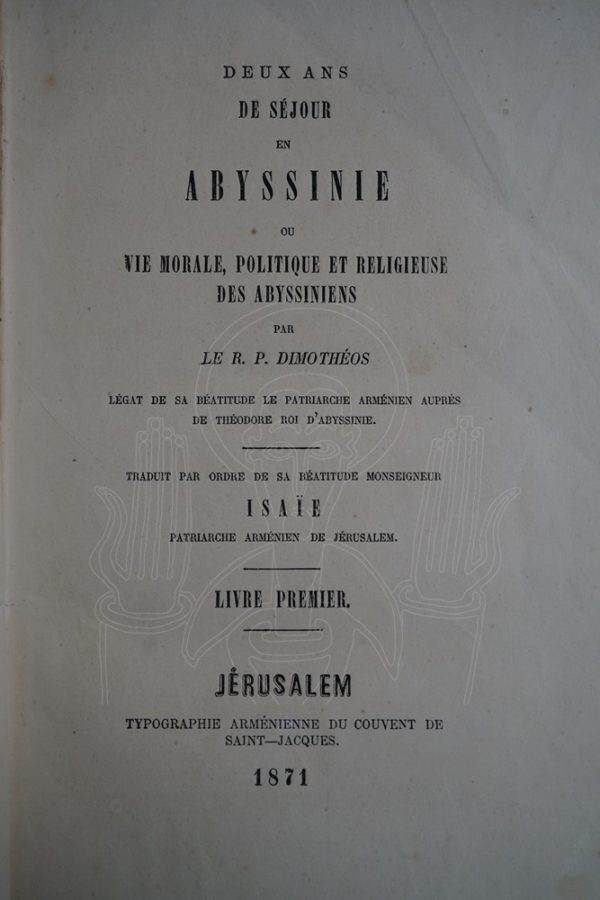 DIMOTHEOS Deux ans de séjour en Abyssinie