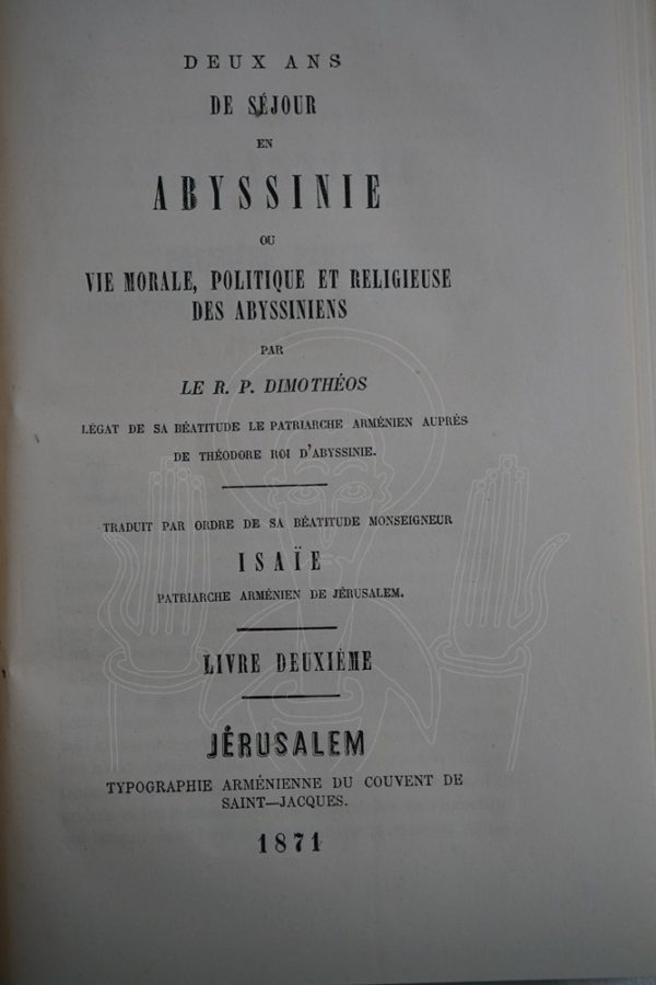 DIMOTHEOS Deux ans de séjour en Abyssinie