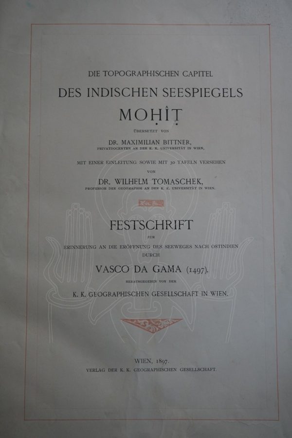 BITTNER & TOMASCHEK Die topographischen Capitel des indischen seespiegels mohît.