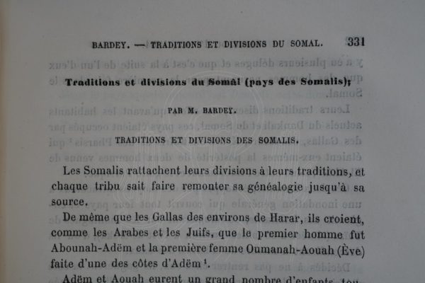 BARDEY Traditions et divisions du Somâl