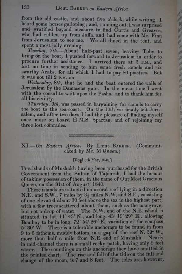 BARKER On Eastern Africa.