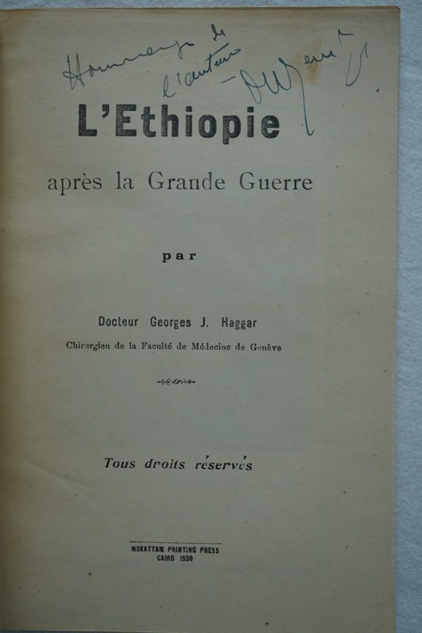 HAGGAR L'Ethiopie après la Grande Guerre.