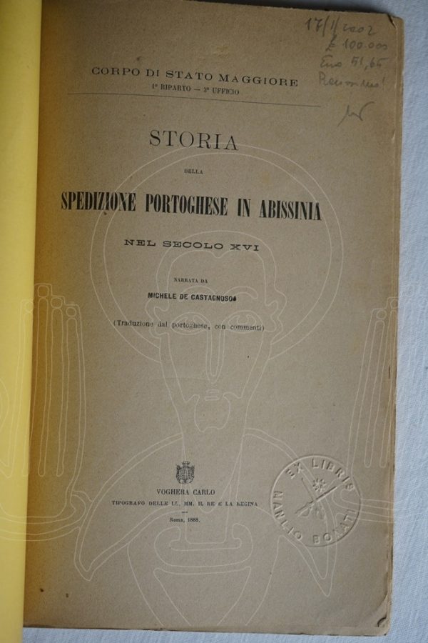 CASTAGNOSO Storia della spedizione portoghese in Abissinia ...