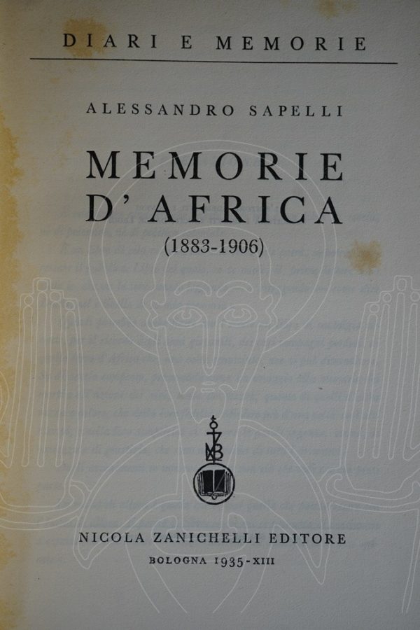 SAPELLI Memorie d'Africa. (1883-1906).