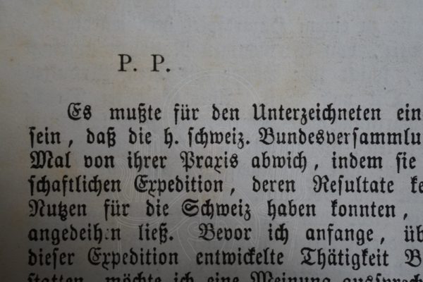 MUNZINGER Bericht an den schweiz. Bundesrath vom 27. März 1863.
