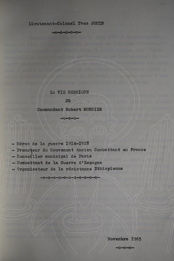 JOUIN La vie héroïque du Commandant Robert Monnier.